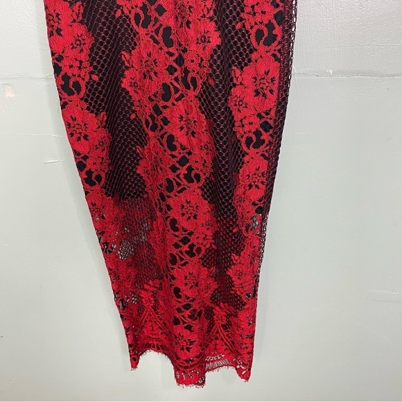 Alexis Black Lace Red Midi‎ Dress Lace Sz XS - Picture 3 of 7